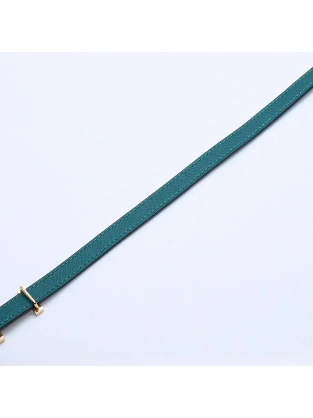 Hermes Belt Gold Leather Reversible Emerald Green